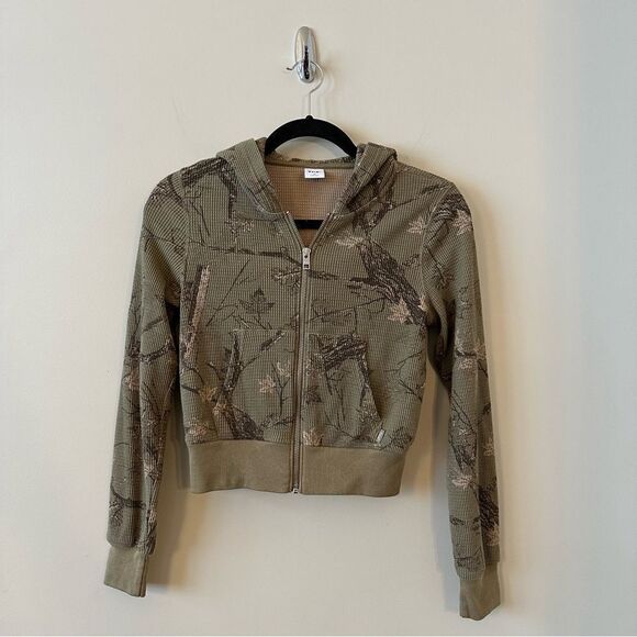 Aritzia-Tna Thermal Zip Hoodie In Pacific Forest - Picture 2 of 10